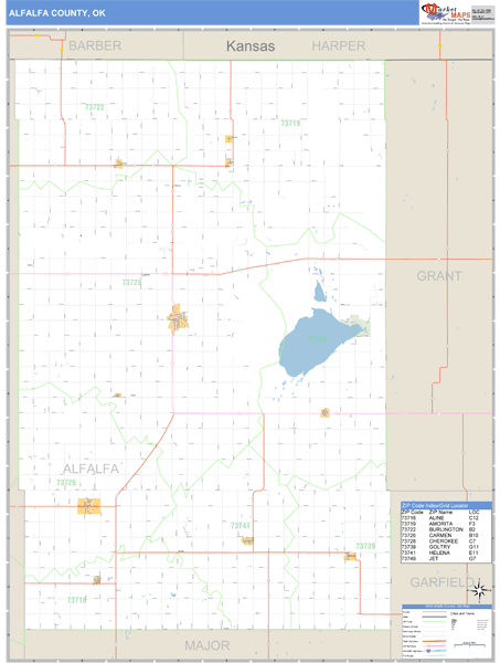 Alfalfa County, Oklahoma Zip Code Wall Map Market Maps (IDI)