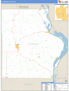 Allamakee County, Iowa Zip Code Wall Map