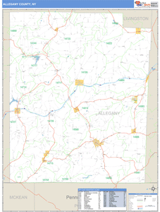 Allegany County, New York Zip Code Wall Map