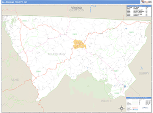 Alleghany County, North Carolina Zip Code Wall Map
