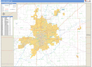 Allen County, Indiana Zip Code Wall Map