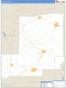 Allen County, Louisiana Zip Code Wall Map