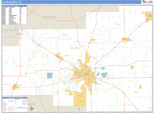 Allen County, Ohio Zip Code Wall Map