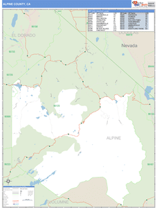 Alpine County, California Zip Code Wall Map