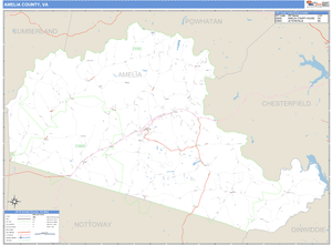Amelia County, Virginia Zip Code Wall Map