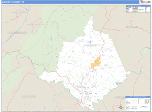 Amherst County, Virginia Zip Code Wall Map