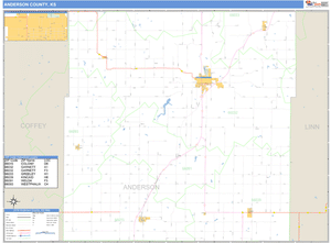 Anderson County, Kansas Zip Code Wall Map