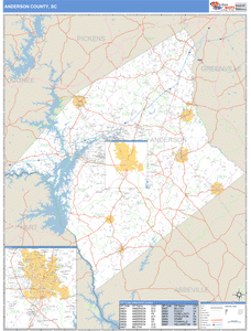 Anderson County, South Carolina Zip Code Wall Map