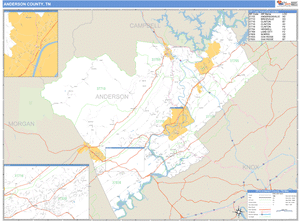 Anderson County, Tennessee Zip Code Wall Map