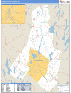 Androscoggin County, Maine Zip Code Wall Map