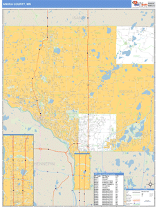 Anoka County, Minnesota Zip Code Wall Map