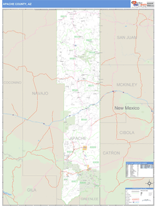 Apache County, Arizona Zip Code Wall Map