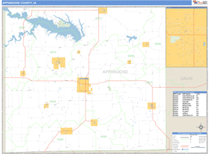 Appanoose County, Iowa Zip Code Wall Map