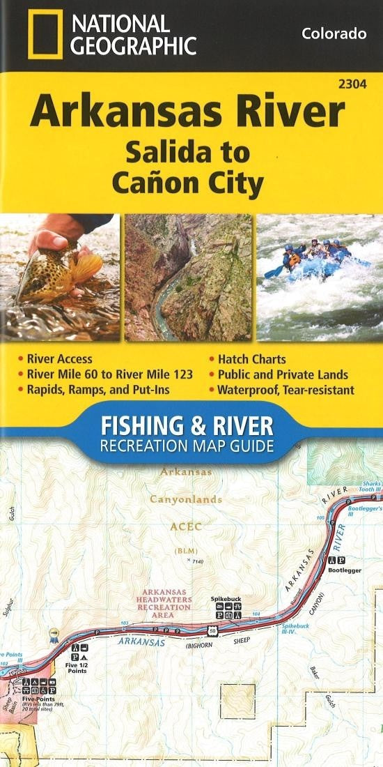 Arkansas River, Salida to Canon City, Colorado Fishing and River Map by National Geographic Maps Eastview