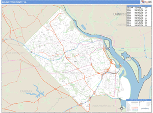 Arlington County, Virginia Zip Code Wall Map