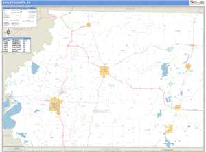 Ashley County, Arkansas Zip Code Wall Map