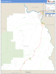Asotin County, Washington Zip Code Wall Map