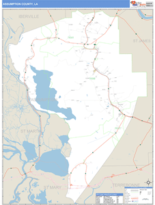 Assumption County, Louisiana Zip Code Wall Map
