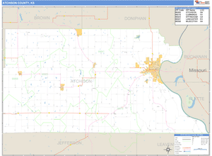 Atchison County, Kansas Zip Code Wall Map