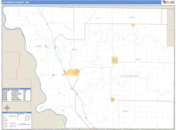 Atchison County, Missouri Zip Code Wall Map Market Maps (IDI)