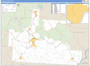 Athens County, Ohio Zip Code Wall Map