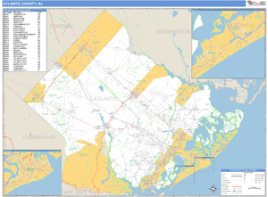 Atlantic County, New Jersey Zip Code Wall Map