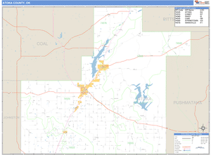 Atoka County, Oklahoma Zip Code Wall Map