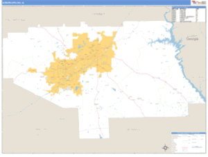 Auburn-Opelika, Alabama Metro Area Wall Map