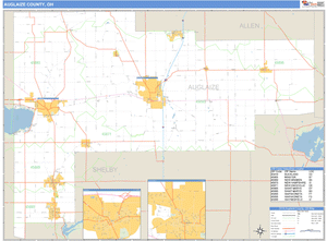 Auglaize County, Ohio Zip Code Wall Map