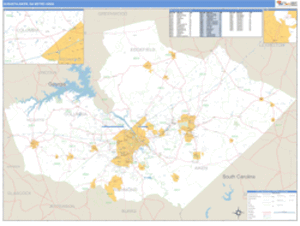Augusta-Aiken, Georgia Metro Area Wall Map
