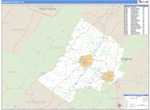 Augusta County, Virginia Zip Code Wall Map