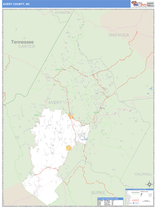 Avery County, North Carolina Zip Code Wall Map