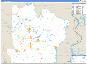 Avoyelles County, Louisiana Zip Code Wall Map