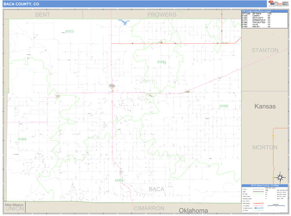 Baca County, Colorado Zip Code Wall Map Market Maps (IDI)