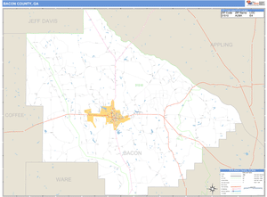Bacon County, Georgia Zip Code Wall Map