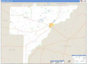 Baker County, Georgia Zip Code Wall Map