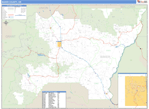 Baker County, Oregon Zip Code Wall Map