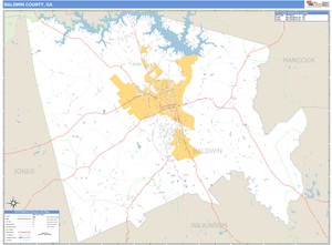 Baldwin County, Georgia Zip Code Wall Map