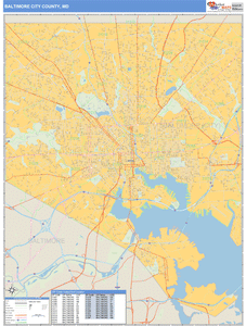 Baltimore, Maryland Zip Code Wall Map