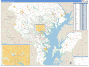 Baltimore, Maryland Metro Area Wall Map