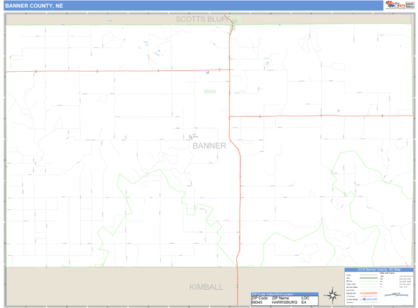 Banner County, Nebraska Zip Code Wall Map Market Maps (IDI)