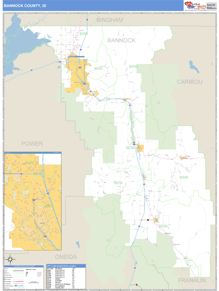 Bannock County, Idaho Zip Code Wall Map Market Maps (IDI)