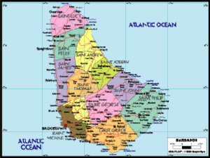 Barbados Political Wall Map