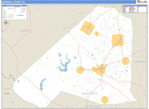 Barnwell County, South Carolina Zip Code Wall Map