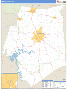 Barren County, Kentucky Zip Code Wall Map