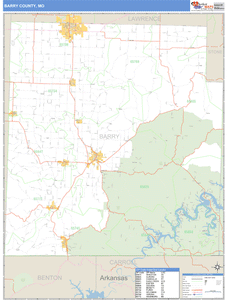 Barry County, Missouri Zip Code Wall Map