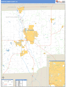 Bartholomew County, Indiana Zip Code Wall Map