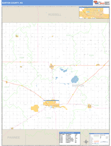Barton County, Kansas Zip Code Wall Map