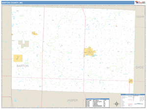 Barton County, Missouri Zip Code Wall Map