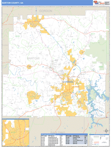 Bartow County, Georgia Zip Code Wall Map